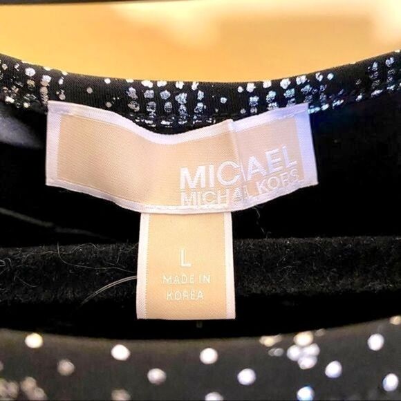 MICHAEL KORS BLACK & SILVER METALLIC LEOPARD PRINT SHIFT DRESS L NWT - Picture 12 of 16